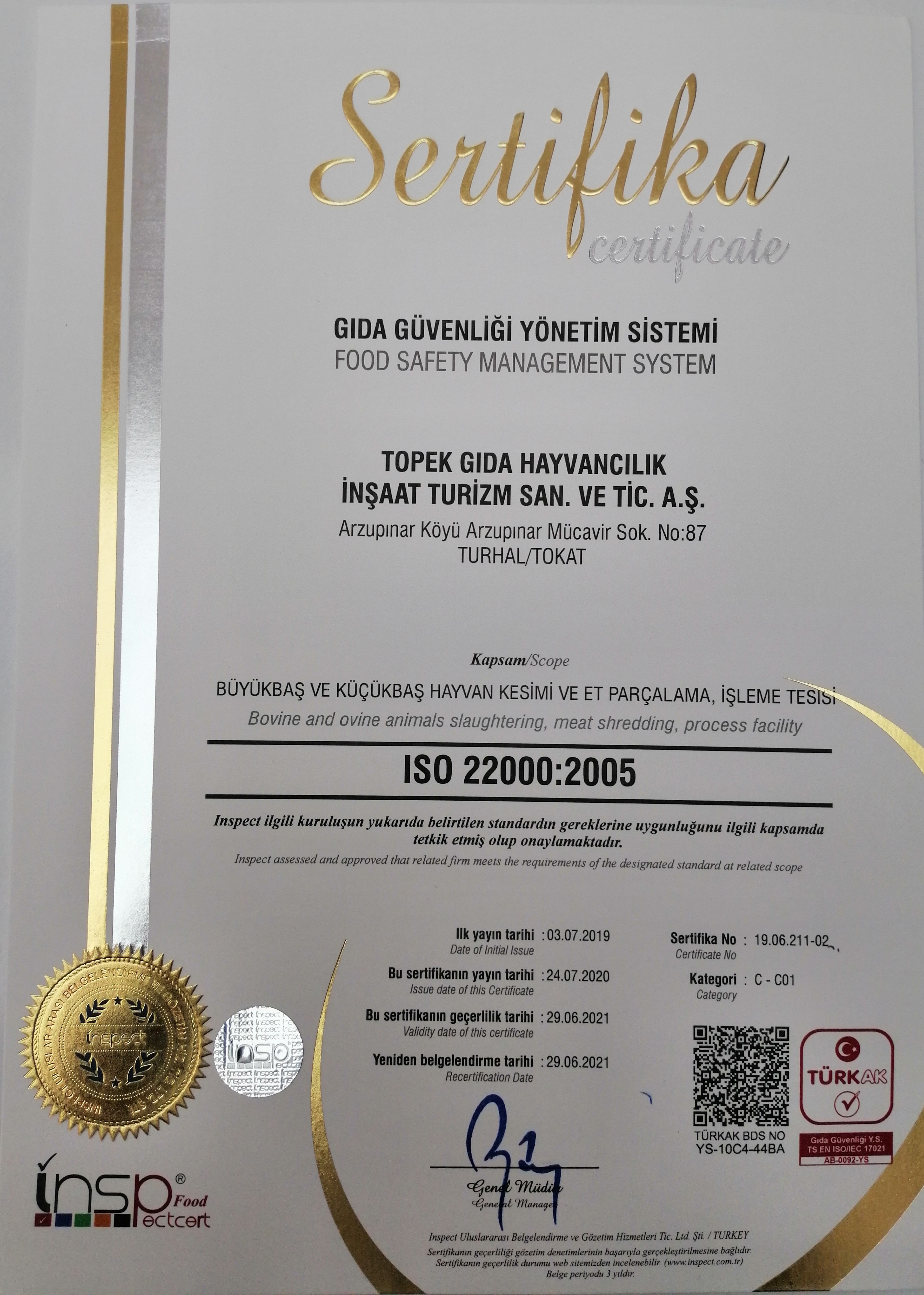 GIDA GÜVENLİĞİ YÖNETİM SİSTEMİ